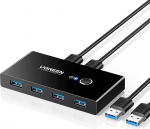 UGREEN USB Switch 2PC 2 in 4 Out USB 3.0 l&uuml;liti koos 2A kuni A kaablitega klaviatuurile, hiirele, printerile, skannerile jne.