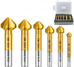 FOCSTOL Sinkpuuride HSS komplekt - 90&deg; titaanisinkpuuride komplekt &uuml;mmarguse varrega roostevabast terasest vasest alumiiniumist puidust plastikust 6 t&uuml;kki (6,3/8,3/10,4/12,4/16,5/20,5 mm)