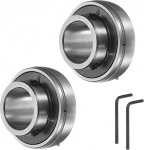 QUARKZMAN 2 pieces UC207-22 pillow block bearing 1-3/8 inch bore bearing housing made of chrome steel (GCR15) flange bearing housing with wrench