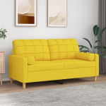 ZEYUAN 3200787 2-Seater Sofa with Decorative Cushions Light Yellow 140 cm Fabric, Sofas & Couches, Sofa Living Room, Sofa for Teenager's Room, Relaxing Sofa, Sofa for Bedroom, Upholstered Sofa