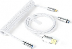 ZIYOU LANG & ATTACKSHARK C05 Kohandatud spiraalkaabel eemaldatav vask CNC-punutud topeltmuhviga 1.6m USB-C USB-A klaviatuurile / arvutile / telefonile (valge)