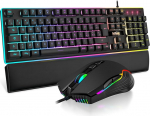 RedThunder K10 m&auml;nguklaviatuuri ja hiire komplekt, paigutus IT metallplaat ja randmetugi, RGB taustavalgus ja 7D ergonoomika - Gamer PC Mac (raud) K10-B3
