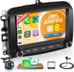 6G+128G 8 Core Wireless Carplay Android autoraadio Fiat 500L 2013-2019 7-tollise puuteekraaniga autoraadio koos traadita Android auto navigatsiooniga GPS WiFi peeglilink Bluetooth FM/RDS/DSP/USB/SWC tagumine vaade