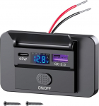 65 W PD pinnapealne USB-C autopesa: C-t&uuml;&uuml;pi auto USB-pesa 12 V/24 V topelt USB-pesa sisse-v&auml;ljal&uuml;litiga ja pinge n&auml;idikuga MacBooki s&uuml;learvuti iPhone'ile Eluauto paadi veoauto haagissuvilale