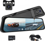 Hodozzy Dashcam tahavaatepeegli kaamera, 9,66-tolline IPS LCD puuteekraaniga nutikas tahavaatepeegel autodele, HDR esi- ja tagantvaate topeltkaamerad 1080P, &ouml;ine n&auml;gemine, parkimise j&auml;lgimine, loop salvestamine