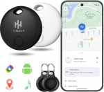 HH-Tech Android Tracker Tag 2 Pack mit 2 wasserdichten Protektoren funktioniert mit Google Find Hub, austauschbarer Akku, Smart Bluetooth Key Tracker Item Finder f&uuml;r Schl&uuml;ssel, Geldb&ouml;rse, Gep&auml;ck
