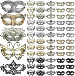Sratte maskeerimismask Vintage Antiik maskid t&auml;iskasvanud partei mask Veneetsia maskid karnevalipidu Cosplay Performance Pack of 60