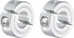 sourcing map 2 x Double Split Clamp for 3/8" Shank Two Piece Tension Collar 0.875" OD 0.91" Thickness Aluminum Alloy Screw Clamp