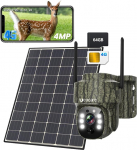UCOCARE 4MP Solar Wildlife kaamera SIM-kaardiga, 64G kaart, 360&deg; 4G valvekaamera SIM-kaardiga, Solar 8W, Wildlife kaamera mobiiltelefoni edastamise rakendusega, tuvastamine, automaatne j&auml;lgimine