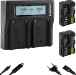 2 x Blumax aku &uuml;hilduv Sony NP-FM500H 2040 mAh + LCD topeltlaadija NP-FM500 NP-FM55H Sony Alpha 99 - A77 A99 II - DSLR A850 A900 - VG-C99AM jaoks