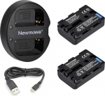 Newmowa asendusaku NP-FM50 (2 tk) ja kaasaskantav USB-laadija komplekt NP-FM50 DSC-R1 DSC-F828 DSC-F717 DSC-F707 MVC-CD250 HDR-HC1 DCR-DVD301 DCR-DVD101 jaoks.