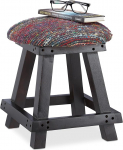 Relaxdays Round Stool, 4 Legged Upholstered Footstool, Handmade Wooden Footrest, HxWxD: 40 x 33 x 33 cm, Colourful
