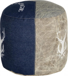 Jacksonville Seat Pouf, l&auml;bim&otilde;&otilde;t 35 x 43 cm, naturaalne/sinine, unikaalne, k&auml;sitsi valmistatud kangast/joa, puuvillane t&auml;idis, &uuml;mmargune pouf, pouf, pouf, pouf, jalahoob, turvatool, osman