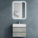 doporro&reg; Verona Vannitoam&ouml;&ouml;blikomplekt Seinale paigaldatav aluskapp betoonist Laius 60 x 38 x 56 cm Koos valamu / &auml;ravoolu paigaldusega ja LED-vannitoapeegliga.