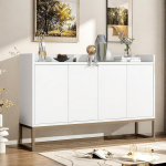 Keebgyy Sideboard with 4 Doors, Buffet Cabinet with Storage Space, Modern Accent Kitchen Cabinet with 4 Doors, for Living Room, Dining Room, Entryway