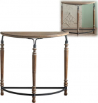 Halbrunder Konsolentisch, Schmaler Konsolentisch im Landhausstil, Vintage-Aufbewahrungsregal f&uuml;r Wohnzimmer, Flur, Sofabereich(Brown)