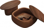 Modernes Rundes Couchtisch Set Aus Kiefernholz mit Verstecktem Stauraum und Extra Breiter Tischplatte. Stilvolle Couchtische Geeignet Als Beistelltische Im Wohnzimmer(Brown)