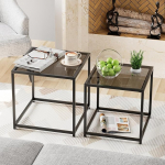 Garden 4 you kohvilaud 2-st komplektist, kaasaegne klaasist pesulaud, metallist raam, ruudukujuline kesklaud, k&uuml;ljelauad, pesulaud kohvilaud elutuppa, magamistuppa ja v&auml;ikestesse ruumidesse, 50 cm, Hall