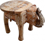 Gall&Zick Elevant Stool Side Table Flower Bench Dekoratiivne laud Taimestend Mango Wood Hand-Painted Oriental Indian Handmade Mandala (Brown)