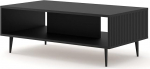 BIM Furniture Ravenna B kohvilaud, 90 x 60 cm, freesitud MDF dekoratsioonid mustadel metalljalgadel, &uuml;ks kohvilaud koos riiuliga (matt must)