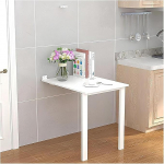 Ujuv kokkupandav laud seinale paigaldatav kontorilaud tugijalgadega pesuruumi kompaktne puidust laud s&uuml;learvuti jaoks valge (80x30cm)