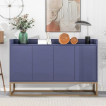 DULRLLY kapp, kaasaegne 4 uksega riidekapp, k&ouml;&ouml;gikapp, hoiukapp, minimalistlik riidekapp kuldse metalljalaga, 120 x 30 x 80 cm (sinine)
