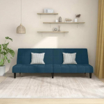 Schlafsofa 2-Sitzer mit Bettfunktion, Blauer Samtbezug, Komfortables G&auml;stebett f&uuml;r Wohnzimmer und G&auml;stezimmer, Einfache Umwandlung, Stabiles Holzgestell