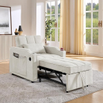 XPSSJMU 3-in-1 Minimalistlik Grand ja Elegant Style Light Luxury Diivanvoodi, Slide-to-Transform Design, USB laadimisfunktsioon, t&auml;iuslik magamine Essential, beež