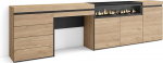 Skraut Home Sideboard, sahtlikapp, hoiukapp, 277 x 75 x 35 cm, magamistuppa, tuppa, elektriline kamin, sahtlitega kapp, garderoobilaud, kaasaegne stiil, tammepuust.