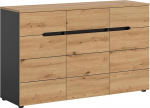 xonox.home Canu sahtlikapp 130 x 81 x 41 cm Artisan Oak & Basalt Grey - kingakapp 3 ukse ja t&auml;ispikendusega sahtliga - 6 sektsiooni pakuvad ruumi umbes 12 paari kingadele.
