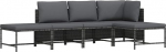Modulares Ecksofa Poly Rattan mit Kissen Grau f&uuml;r Garten Lounge Set, Ecksofa mit abnehmbaren Kissen als modulares 5-TLG. Gartensofa