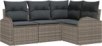 Rantry 4-teiliges Garten Sofa Set mit Kissen Grau Poly Rattan, 2-Sitzer Garten Sofa mit Stauraum & Kissen Grau Poly Rattan Gartenlounge Model3354688