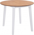 S&ouml;&ouml;gitoa lauad Valge ja naturaalne puit Stiilne disain MDF-plaat Klassikaline kokkupandav laud Siseruumide ovaalne s&ouml;&ouml;gilaud v&auml;iksematesse k&ouml;&ouml;kidesse v&otilde;i s&ouml;&ouml;gisaalidesse 90 x 90 x 75 cm