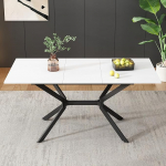 Shye valge laiendatav s&ouml;&ouml;gilaud 120/160 x 80 cm, mustad metallist lauajalad, valge ristk&uuml;likukujuline s&ouml;&ouml;gilaud, sobib neljale kuni kuuele inimesele