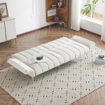 Folding Sofa Bed, Sofa with Sleep Function, Sofa Bed 99 x 217 cm, Adjustable Backrest 105&deg;, 140&deg; and 180&deg;, Sofa Bed 1-Seater, Guest Bed, Couch Suitable for Living Room, Bedroom (Beige)