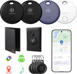 HH-Tech Android Smart Tracker Tag-Kombination funktioniert mit Google Find Hub, Bluetooth-Artikelfinder, Schl&uuml;sselfinder, austauschbarer Akku, Track-Tasche, Gep&auml;ck (4 St&uuml;ck mit 4 H&uuml;llen und