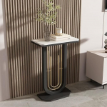 Marmor-Konsolentisch, Moderner Diivan- und Console Table, Einfacher Wohnzimmer-Sofatisch, Sofatisch f&uuml;r Wohnzimmer, Flur, Foyer(Black+White,40cm/15.7in)