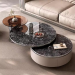 Couchtisch-Set mit Steinplatte f&uuml;r kleine R&auml;ume im Wohnzimmer und Schlafzimmer
