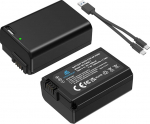 Homesuit NP-FW50 aku otselaetav 1500 mAh koos hoiukarbiga Sony A6500 A6400 A6300 A6000 A5000 A5100 zv-e10 A7 A7II A7R A7RII A7SII A7S A7R A7R A7R2 A55 RXRX10 RXRX10II NEX-3/5/7 kaamerale (2 tk)