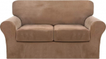 Pakett 3 diivanikatet, sametist diivanikatted 2 padja jaoks, Stretch Loveseat kaitsekate &uuml;ksikute istmepatjade kattega, elastne m&ouml;&ouml;bli kaitsekate lemmikloomadele, masinpesu (Loveseat, pagas)
