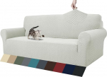 ZNSAYOTX Jacquard-Couch&uuml;berzug f&uuml;r 3 Kissen, Couch, Wohnzimmer, hoher Stretch-Sofabezug, f&uuml;r Haustiere, Hunde, rutschfest, verdickt, M&ouml;belschutz, suurus L, Elfenbein, 1 St&uuml;ck