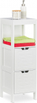 Relaxdays Vannitoakapp Country House Style K x B x S 90 x S 30 x 30 cm Valge | Vannitoa riiul, Vabalt seisev, 2 sahtlit, 1 riiul