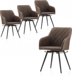 TUKAILAI S&ouml;&ouml;gitoa toolid P&ouml;&ouml;rlev komplekt 4 Faux Leather P&ouml;&ouml;rlevad toolid S&ouml;&ouml;gituba koos k&auml;etoedega Seljatugi Metallist jalad K&ouml;&ouml;gitool Polsterdatud tool K&auml;etoega tool elutuppa K&ouml;&ouml;ki Magamistuppa Pruun