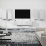 3114342 6-osaline TV-kappide komplekt Valge puitmaterjalist elutoa m&ouml;&ouml;bel Sideboard elutoa TV-kapp TV-kapp TV Lowboard TV-m&ouml;&ouml;bel elutoa seinale