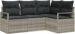 vidaXL 4-osaline aia diivanikomplekt koos padjadega helehalli pol&uuml; rotangist 5-kohalise t&auml;iusliku v&auml;lism&ouml;&ouml;bli jaoks Modulaarne Lounge Patio kaasaegne ilmastikukindel diivan