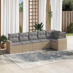 6-TLG. Garten Sofa Set Poly Rattan Schwarz mit wasserabweisendem Beutel und Kissen als Gartenm&ouml;bel Sofagarnitur mit Stauraum