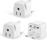 3 Pack US to UK Plug Adapter, SHUOMAO 2/3 Pin USA to 3 Pin UK Plug Adapter, American/Canada/Mexico/Japan to UK Plug Converter Power Adapter for Type A/Type B Plug (White) )