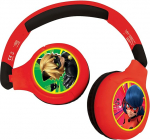 Lexibook, imeline Ladybug Cat Noir 2 in 1 Audio k&otilde;rvaklapid Bluetooth ja juhtmega Stereo Limited Sound kokkupandav reguleeritav laetav aku punane/must HPBT010MI