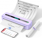 ASprink Mobile Printer, Thermal Printer, A4 M832, Portable Printer, Thermal Paper Only, 300 DPI Bluetooth Portable Printer A4 for On the Go Compatible with Android and iOS - Purple