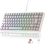 Newmen GM840 mehaaniline m&auml;nguklaviatuur, 2.4G Wireless/Bluetooth/USB C koos kaabliga, 75% TKL klaviatuur, 84 klahvi RGB valgustus, Hot Swap mini klaviatuurid PC/Win/Mac, QWERTZ paigutus, punased l&uuml;litid